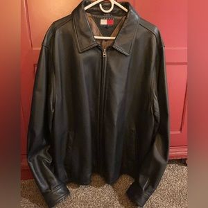 Vintage 90s Leather Jacket TOMMY HILFIGER Mens Black X-LARGE SOLD SOLD SOLD SOLD
